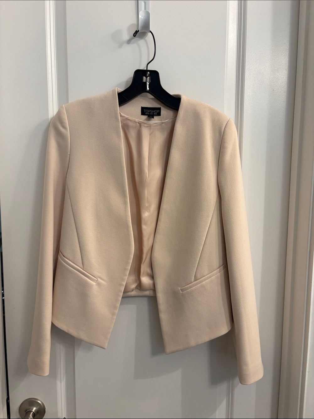 Topshop Women's Blush Open-Front Blazer Jacket